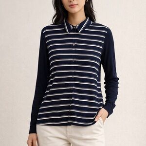 Ann Taylor Black and White Long Sleeve Top